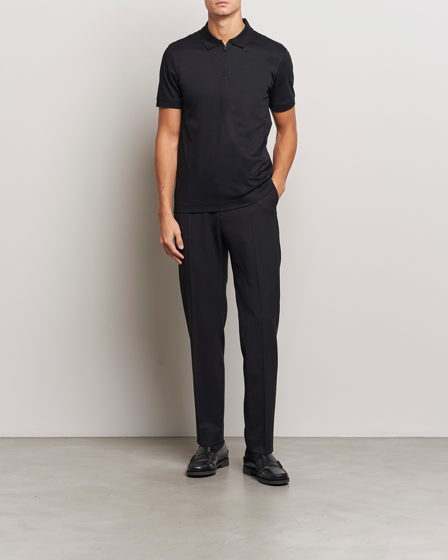 Heren | Polo's | BOSS BLACK | Paras Mercerized Half Zip Polo Black