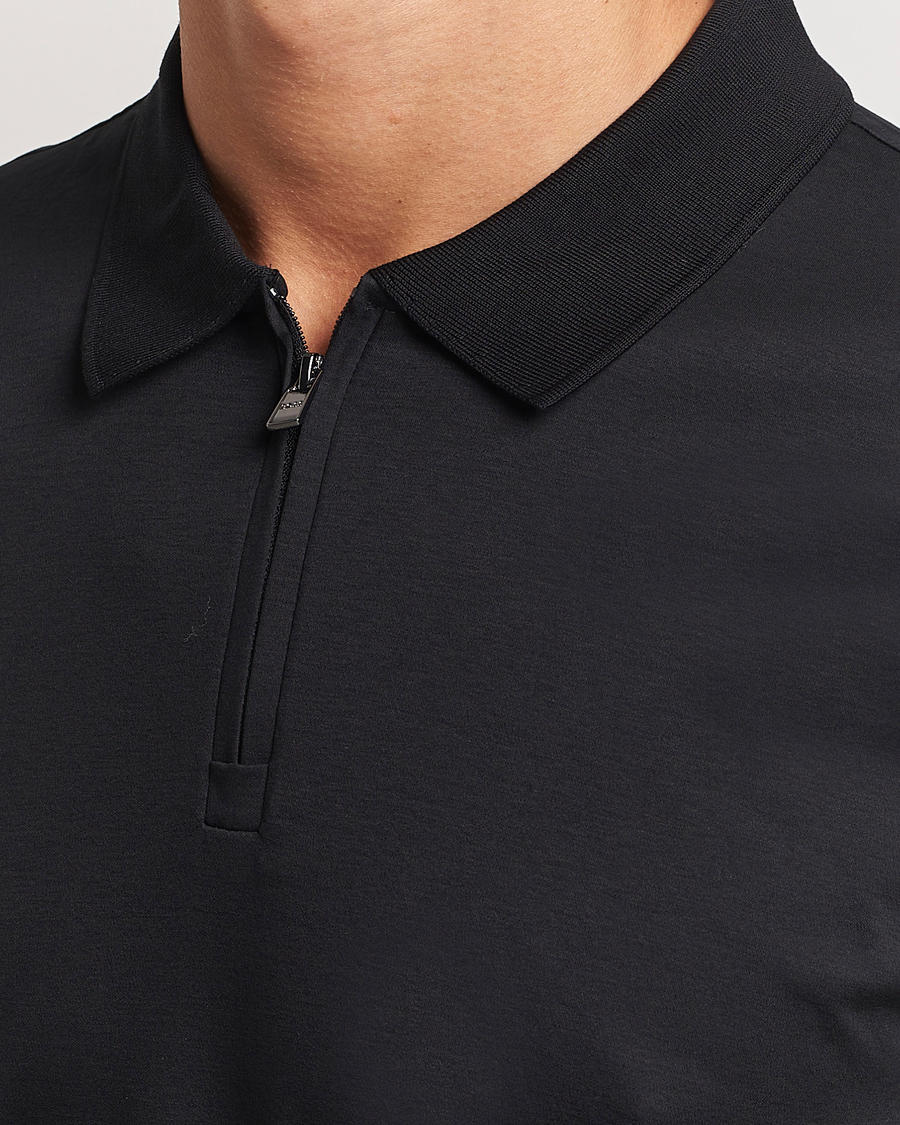 Heren | Polo's | BOSS BLACK | Paras Mercerized Half Zip Polo Black