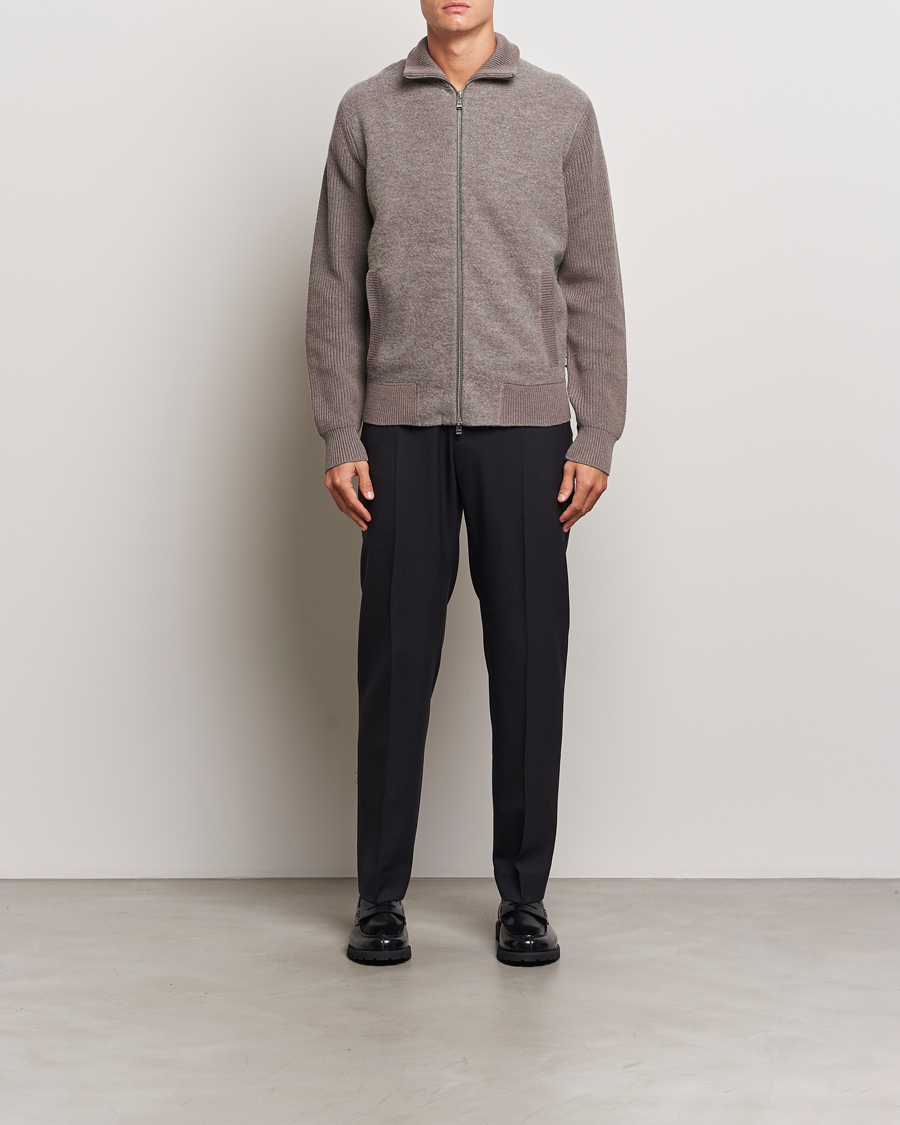 Heren | Truien | BOSS BLACK | Emeraviglio Wool/Cotton Full Zip Dark Beige