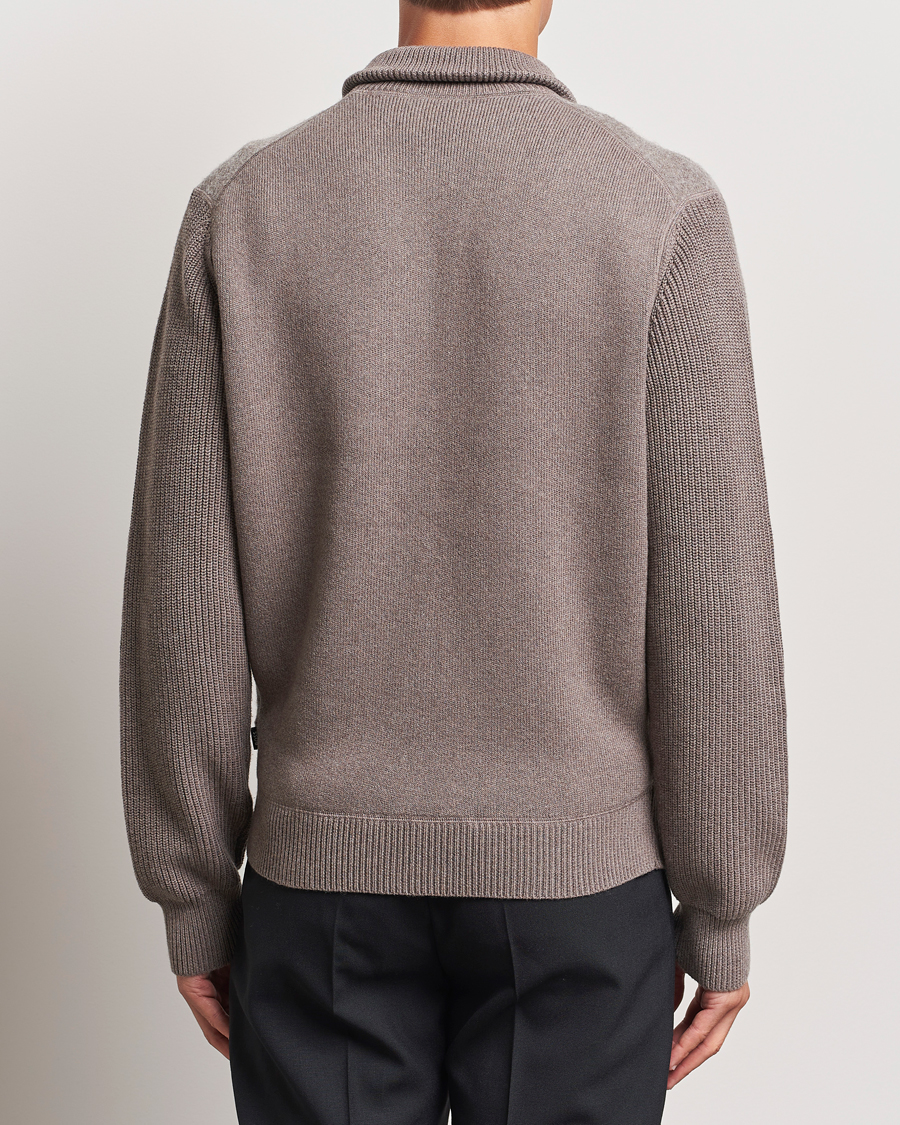 Heren | Truien | BOSS BLACK | Emeraviglio Wool/Cotton Full Zip Dark Beige