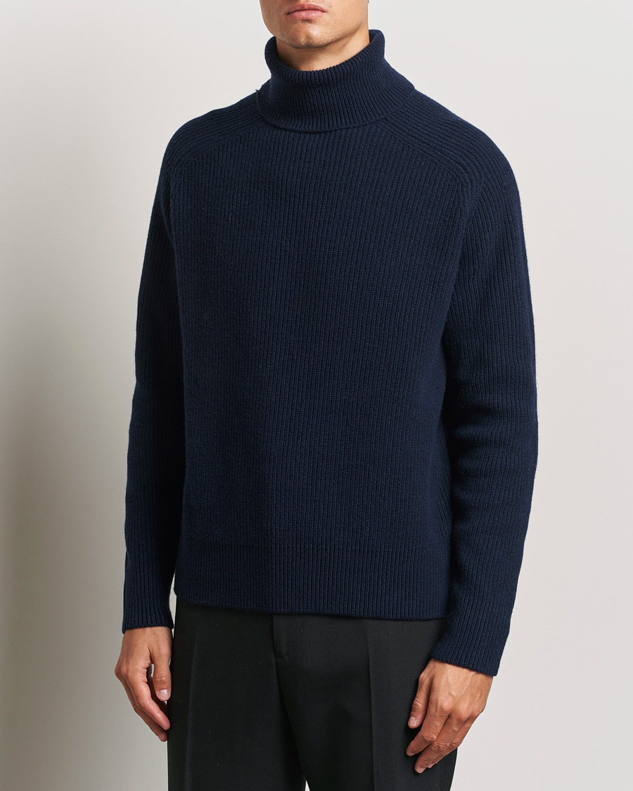 Heren | Truien | BOSS BLACK | Evento Wool Rib Knitted Polo Dark Blue