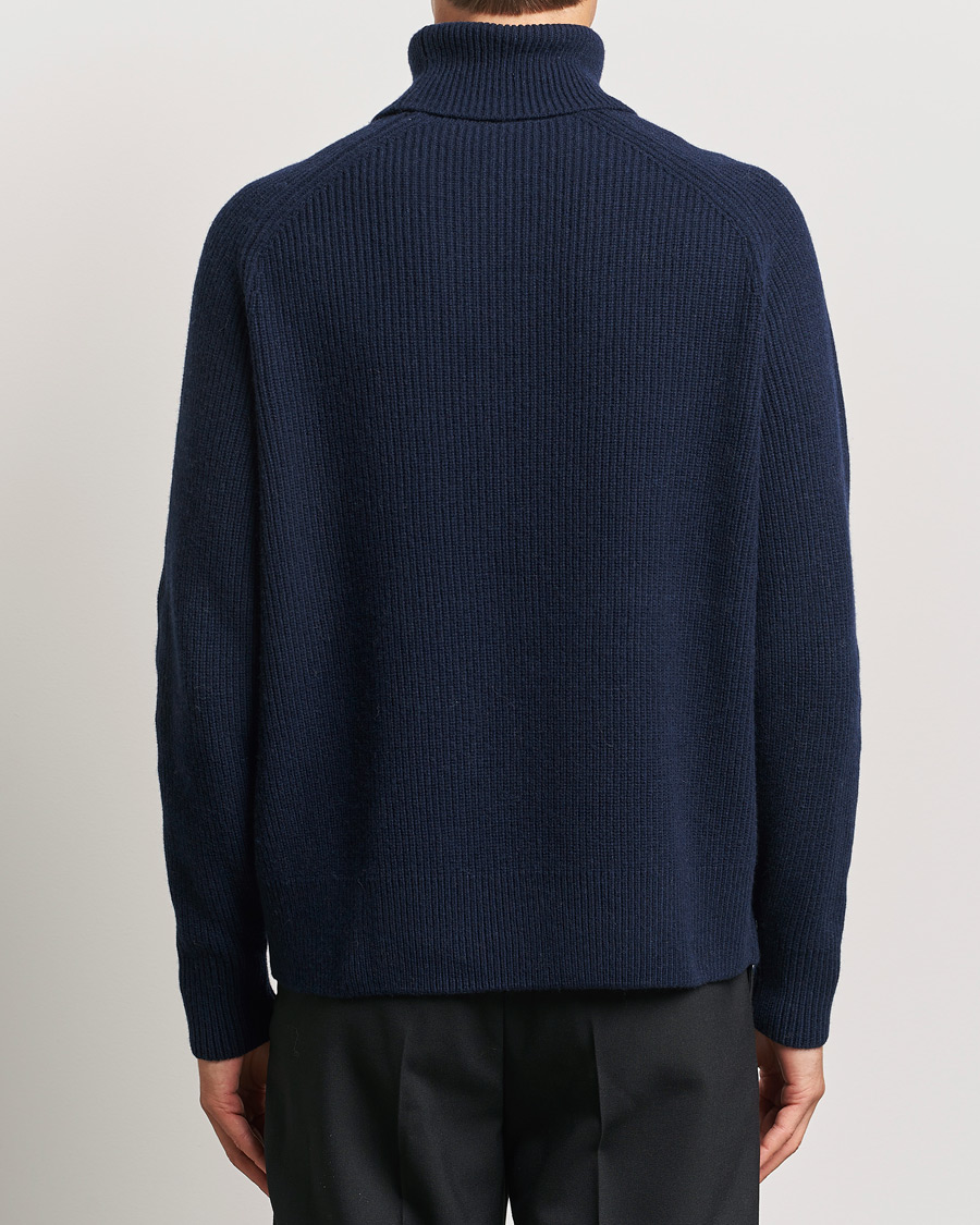 Heren | Truien | BOSS BLACK | Evento Wool Rib Knitted Polo Dark Blue