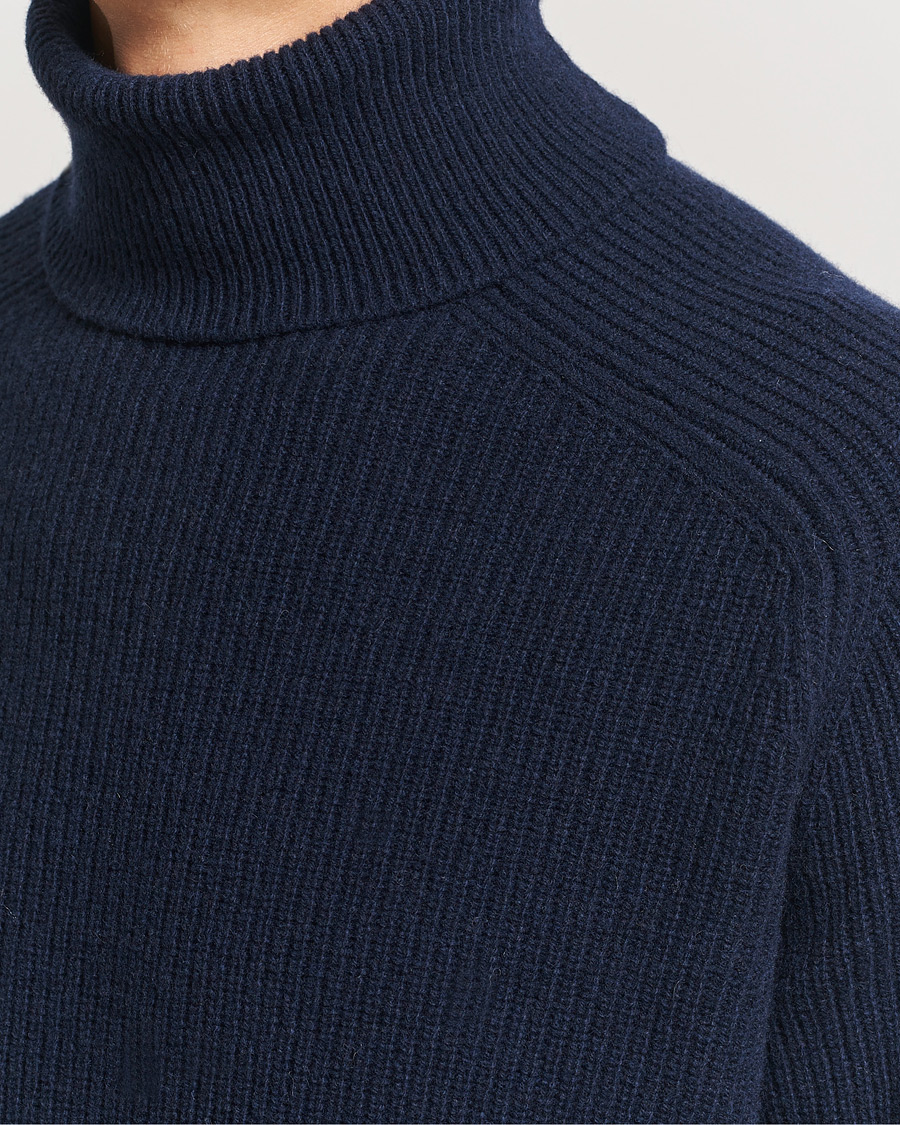 Heren | Truien | BOSS BLACK | Evento Wool Rib Knitted Polo Dark Blue
