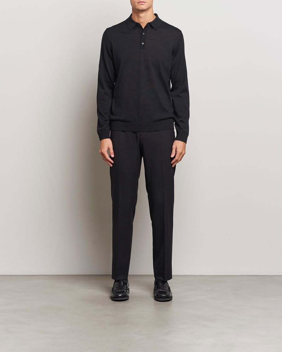 Heren | Truien | BOSS BLACK | Lancione Merino Knitted Polo Black