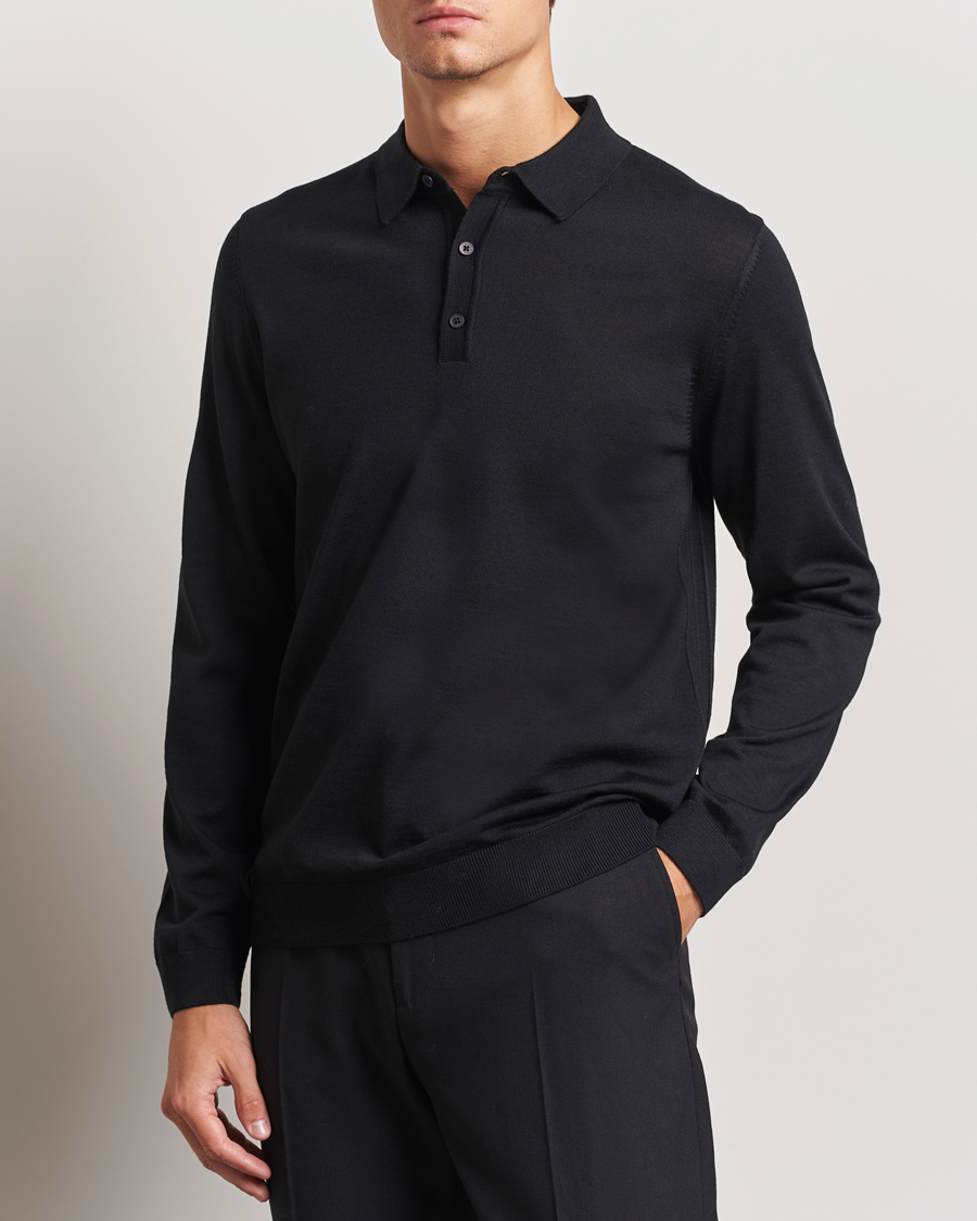 Heren | Truien | BOSS BLACK | Lancione Merino Knitted Polo Black