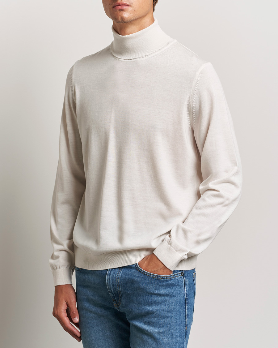 Heren | Truien | BOSS BLACK | Musso Merino Knitted Polo Open White