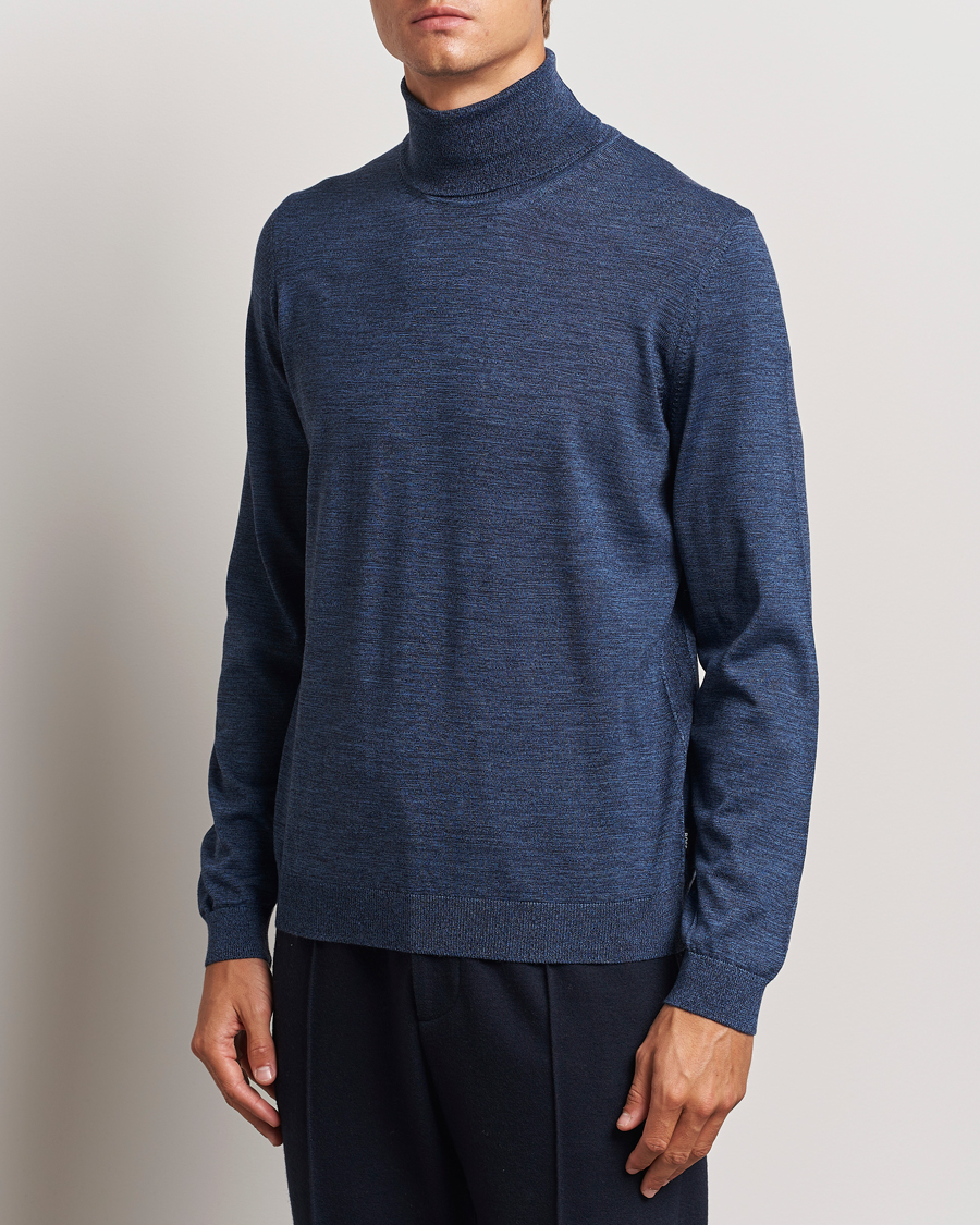 Heren | Truien | BOSS BLACK | Musso Merino Knitted Polo Bright Blue