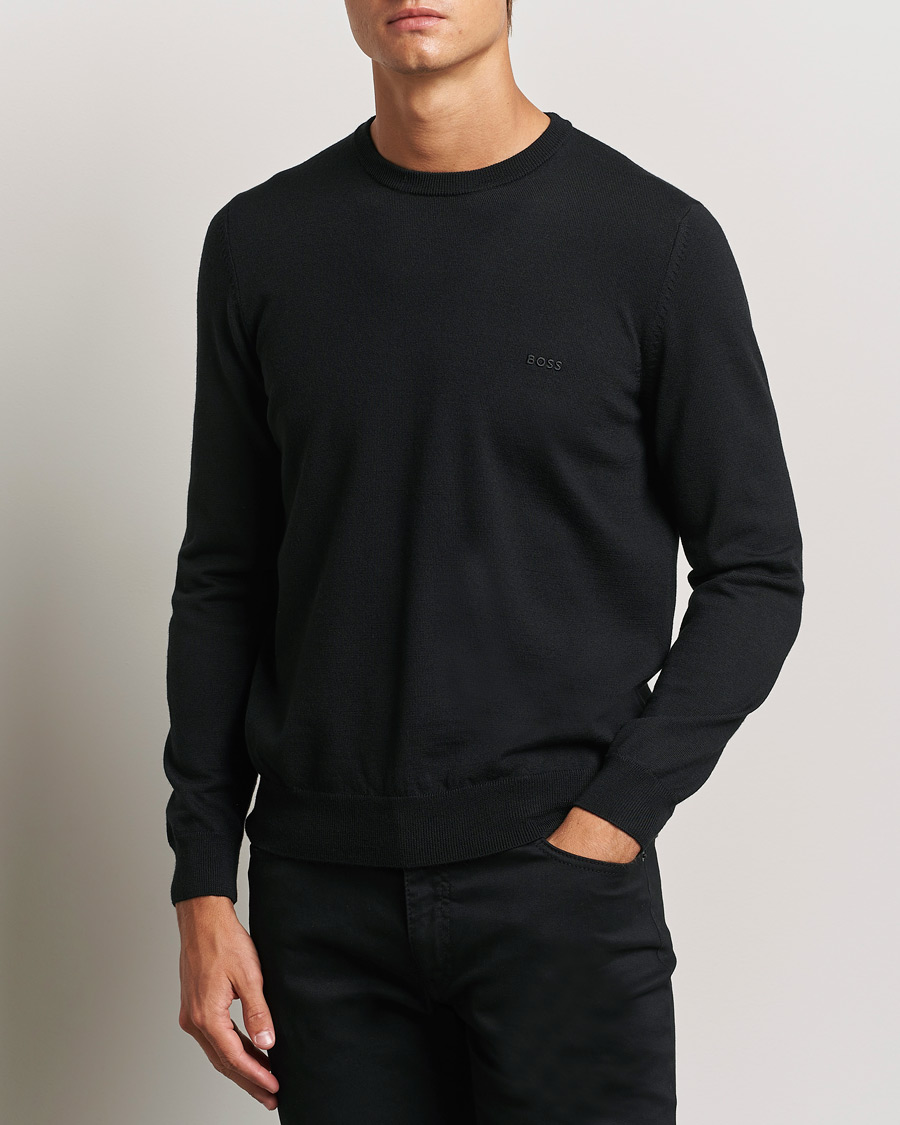 Heren | Truien | BOSS BLACK | Botto Merino Knitted Pullover Black