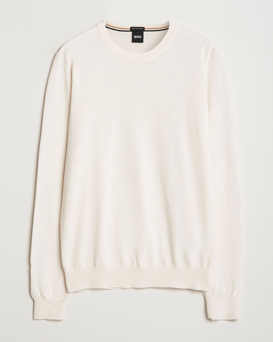 Heren | Truien | BOSS BLACK | Botto Merino Knitted Pullover Open White
