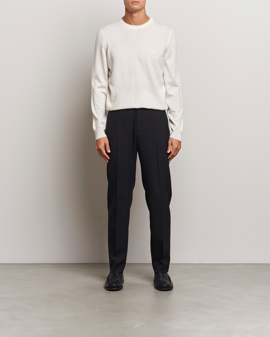 Heren | Truien | BOSS BLACK | Botto Merino Knitted Pullover Open White