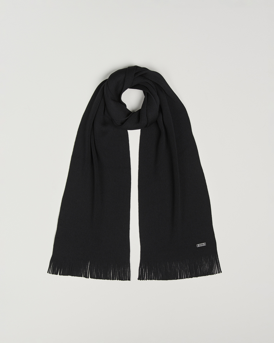Heren | BOSS BLACK Albas Wool Scarf Black | BOSS BLACK | Albas Wool Scarf Black