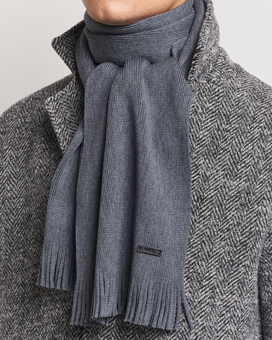 Heren | BOSS BLACK Albas Wool Scarf Medium Grey | BOSS BLACK | Albas Wool Scarf Medium Grey