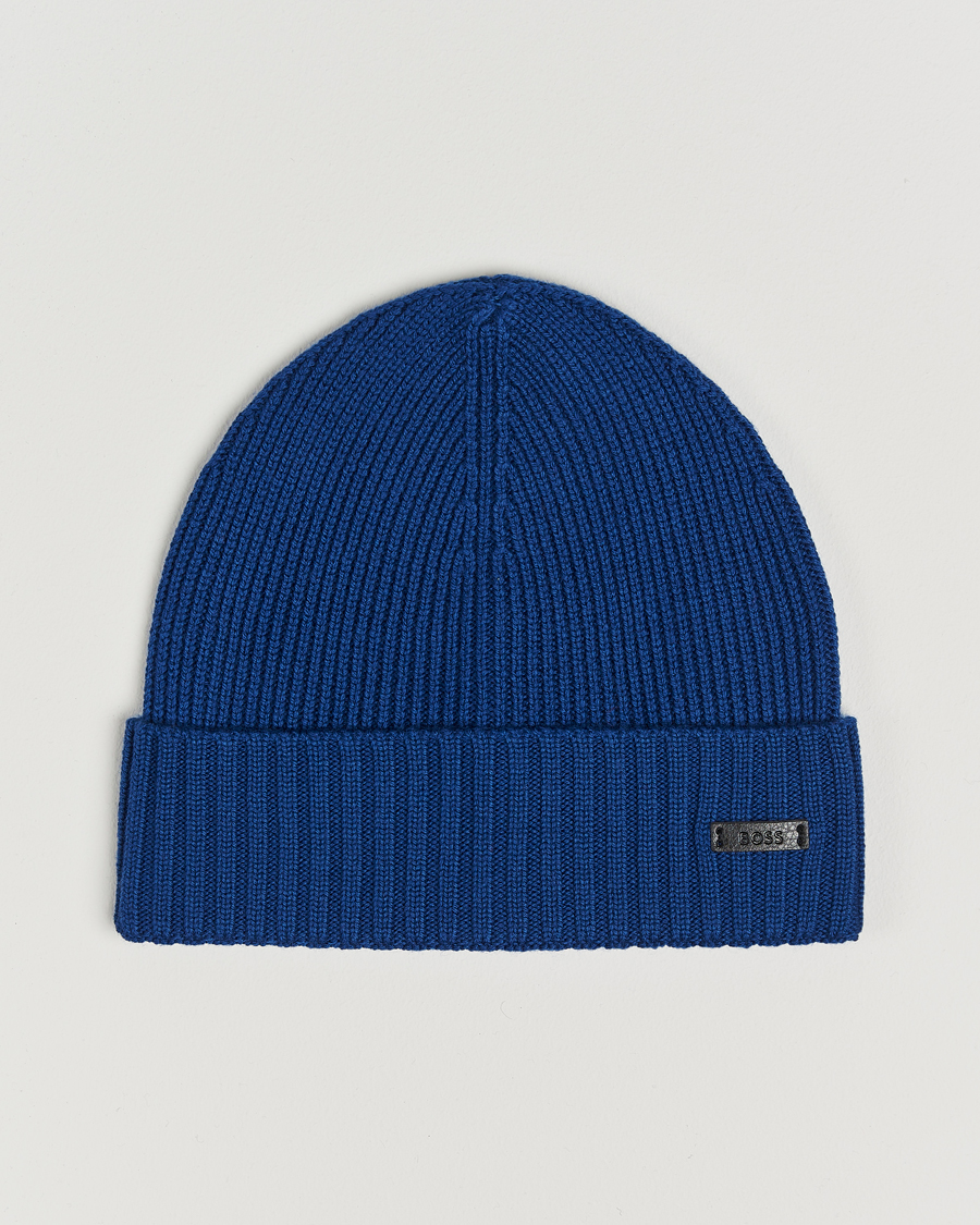 Heren | BOSS BLACK Fati Wool Beanie Open Blue | BOSS BLACK | Fati Wool Beanie Open Blue