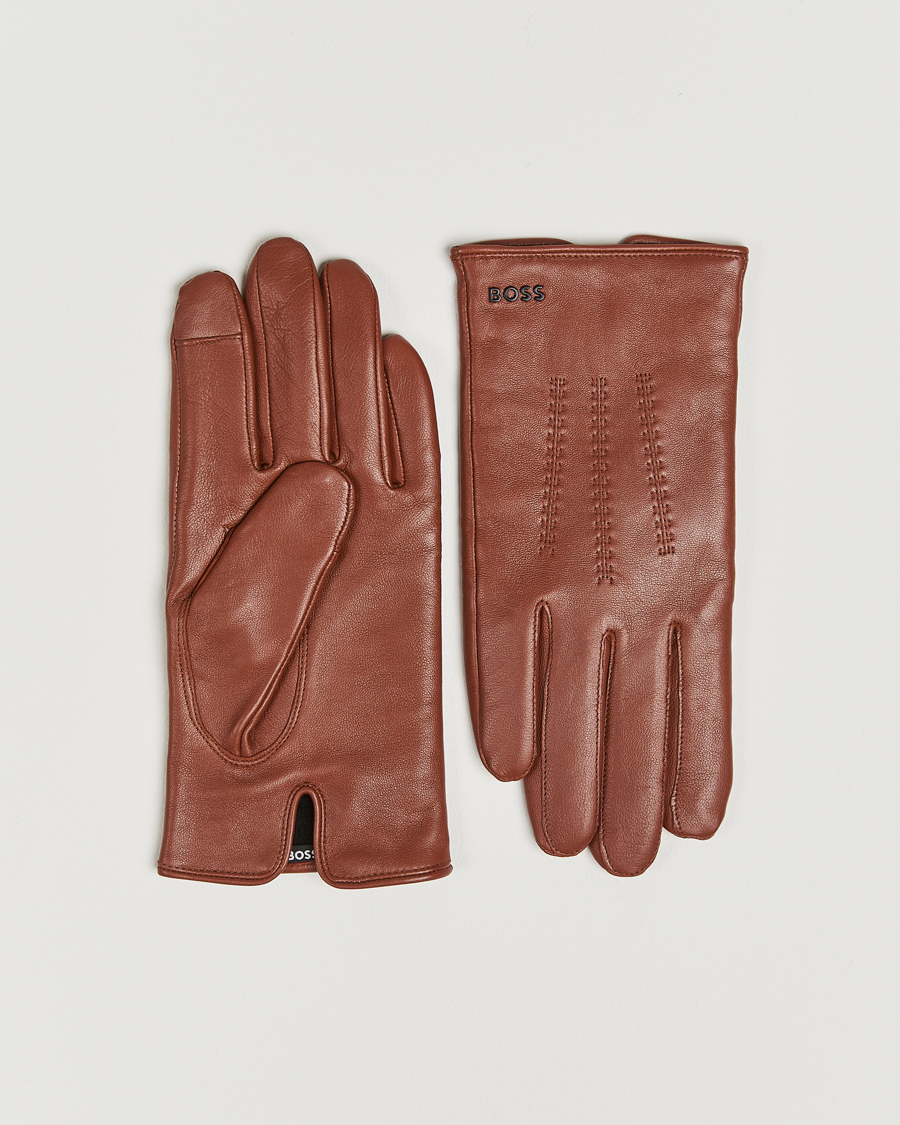 Heren | BOSS BLACK Hainz Leather Gloves Medium Brown | BOSS BLACK | Hainz Leather Gloves Medium Brown