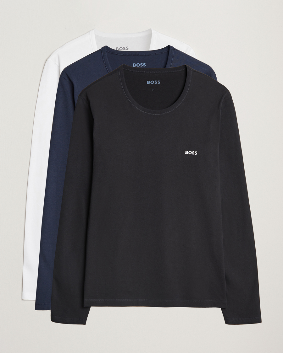 Heren | T-shirts | BOSS BLACK | 3-Pack Long Sleeve T-Shirt White/Navy/Black