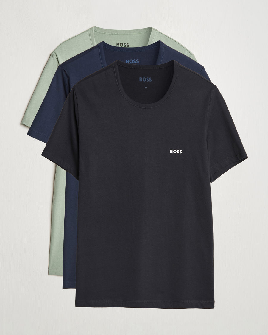Heren | T-shirts | BOSS BLACK | 3-Pack Crew Neck T-Shirt Black/Navy/Green
