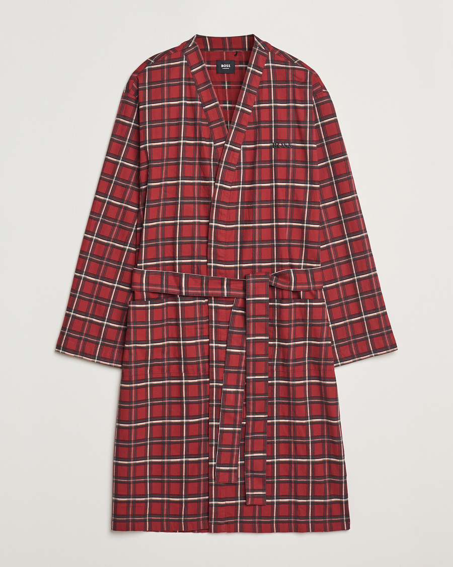 Heren | Pyjama's en gewaden | BOSS BLACK | Holiday Checked Robe Dark Red
