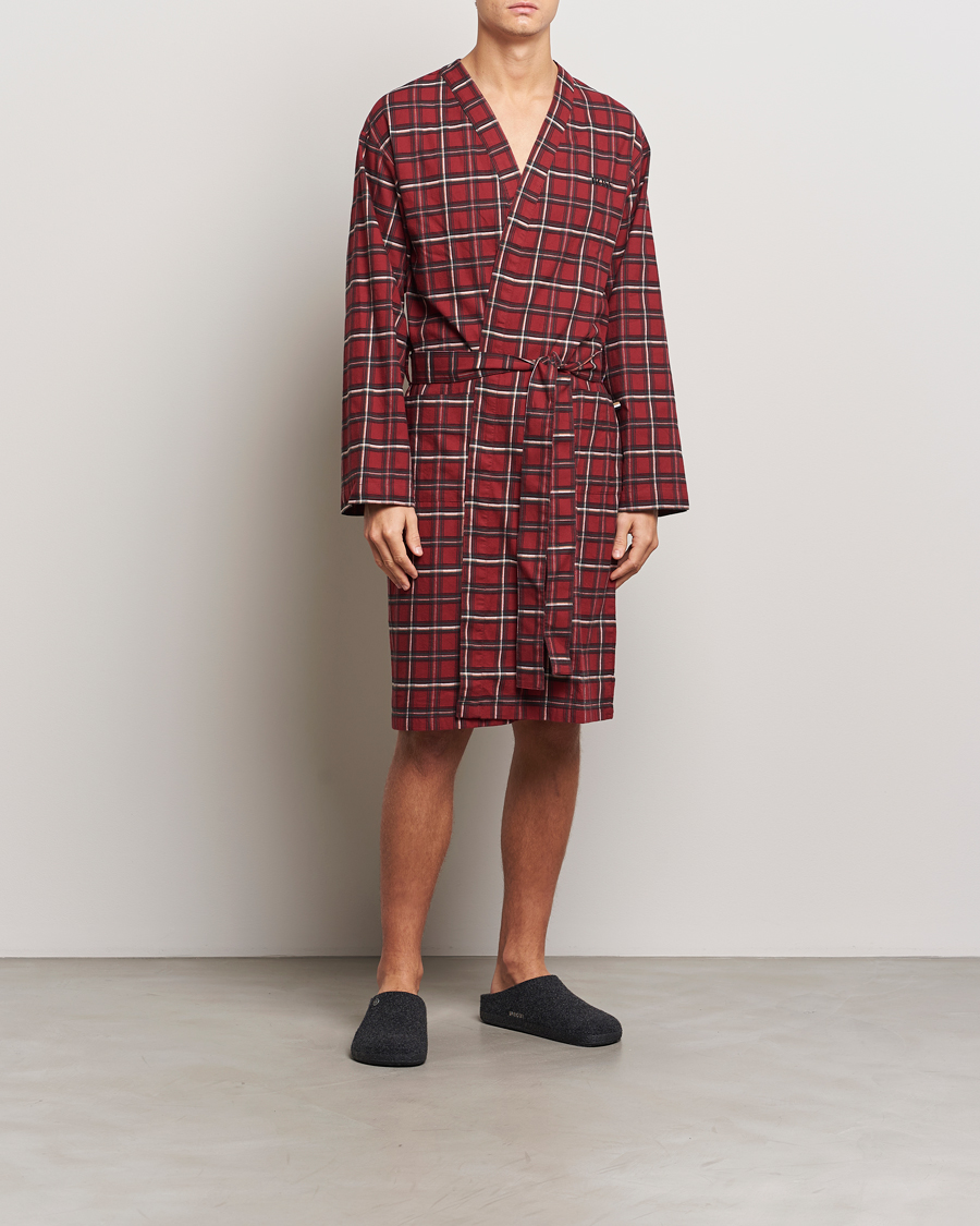 Heren | Pyjama's en gewaden | BOSS BLACK | Holiday Checked Robe Dark Red
