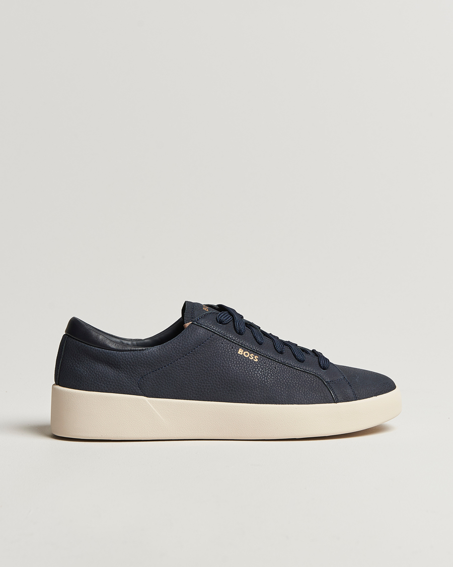Heren | BOSS BLACK Belwar Leather Sneaker Dark Blue | BOSS BLACK | Belwar Leather Sneaker Dark Blue