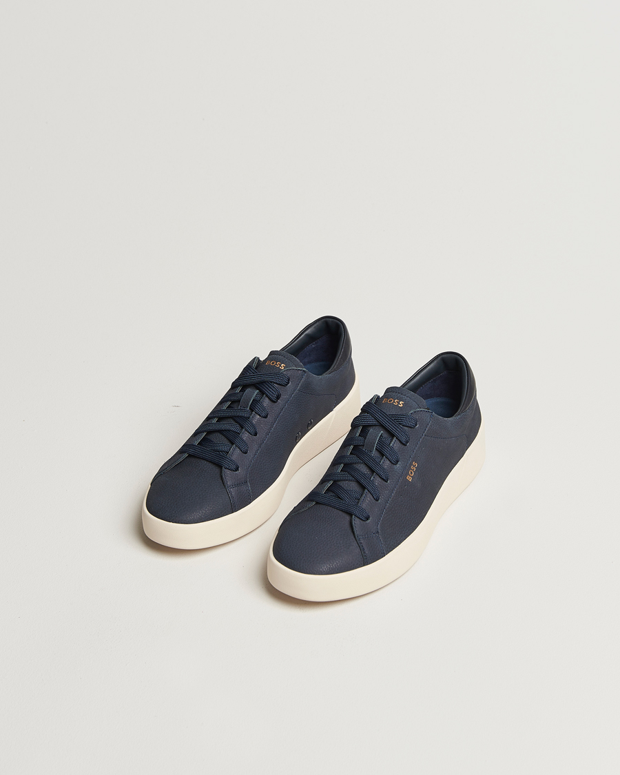Heren | BOSS BLACK Belwar Leather Sneaker Dark Blue | BOSS BLACK | Belwar Leather Sneaker Dark Blue