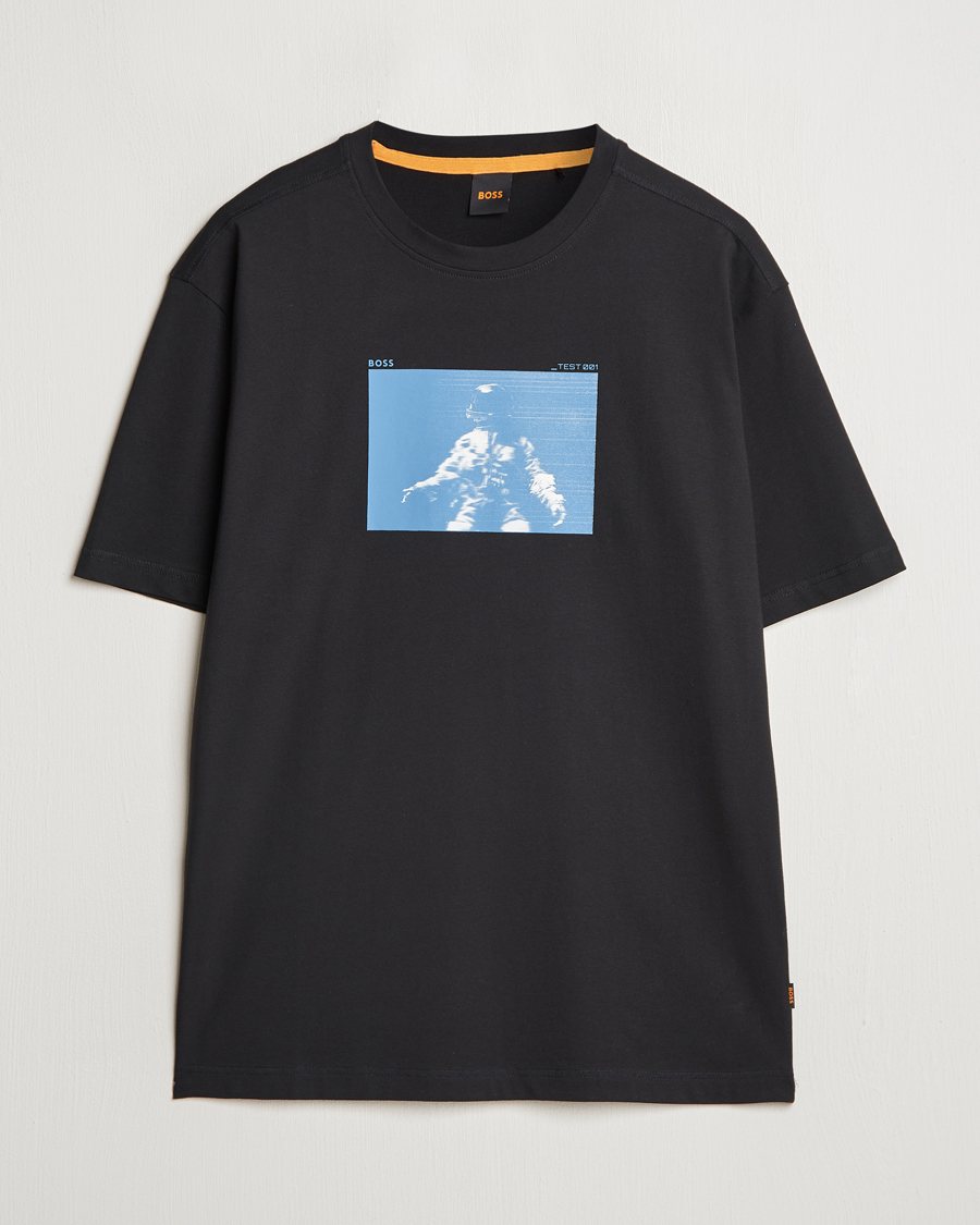 Heren | T-shirts | BOSS ORANGE | Printed Crew Neck T-Shirt Black