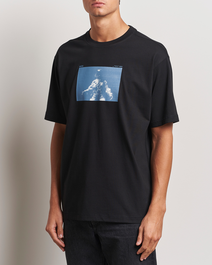 Heren | T-shirts | BOSS ORANGE | Printed Crew Neck T-Shirt Black