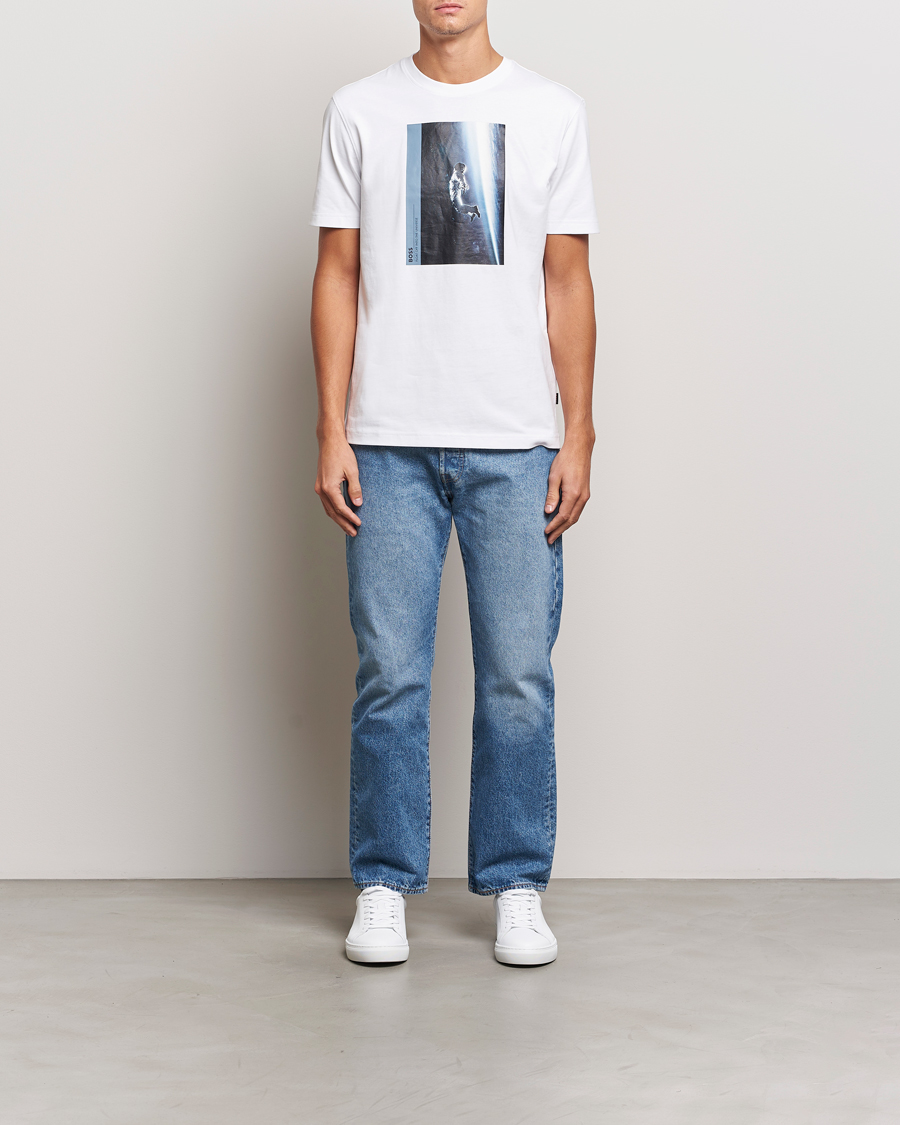 Heren | T-shirts | BOSS ORANGE | Printed Crew Neck T-Shirt White