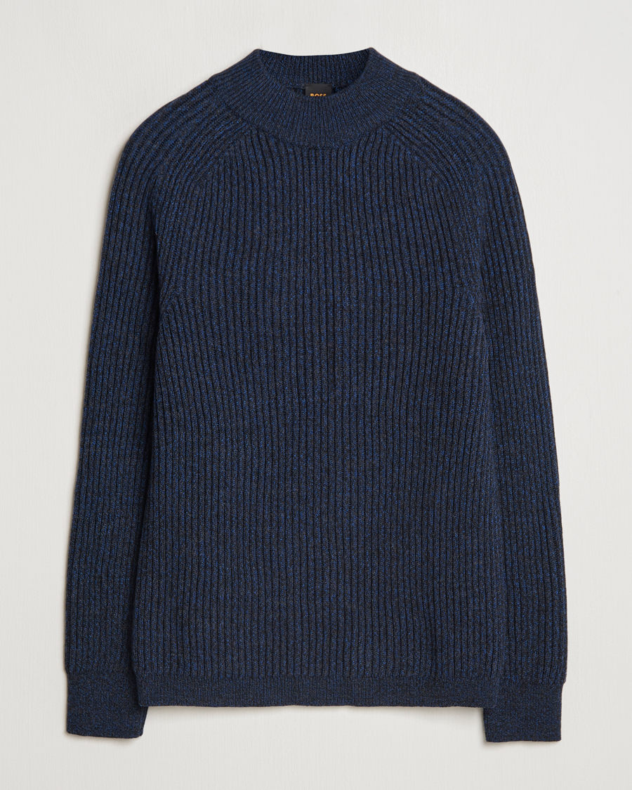 Heren | Truien | BOSS ORANGE | Kearth Rib Knitted Polo Open Blue