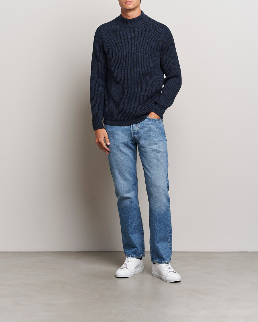 Heren | Truien | BOSS ORANGE | Kearth Rib Knitted Polo Open Blue