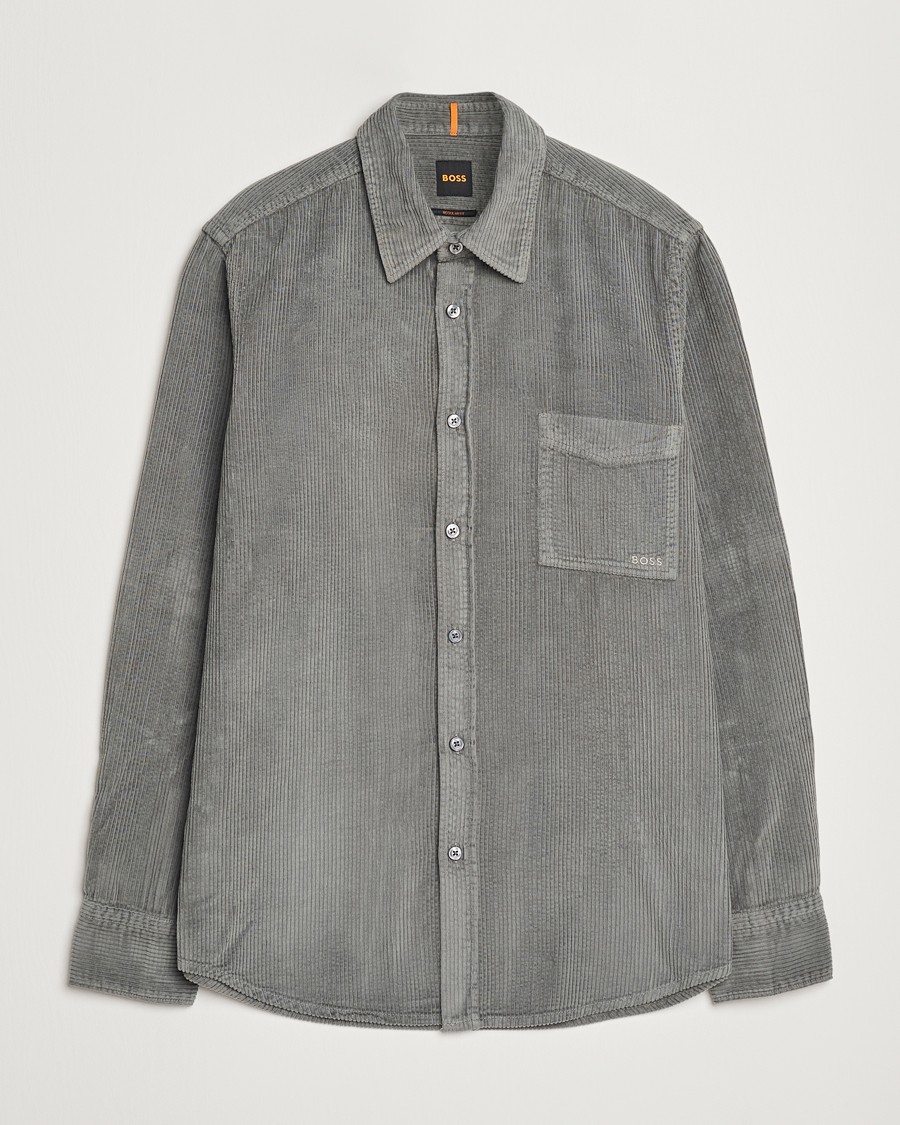 Heren | Overhemden | BOSS ORANGE | Relegant Corduroy Shirt Open Grey