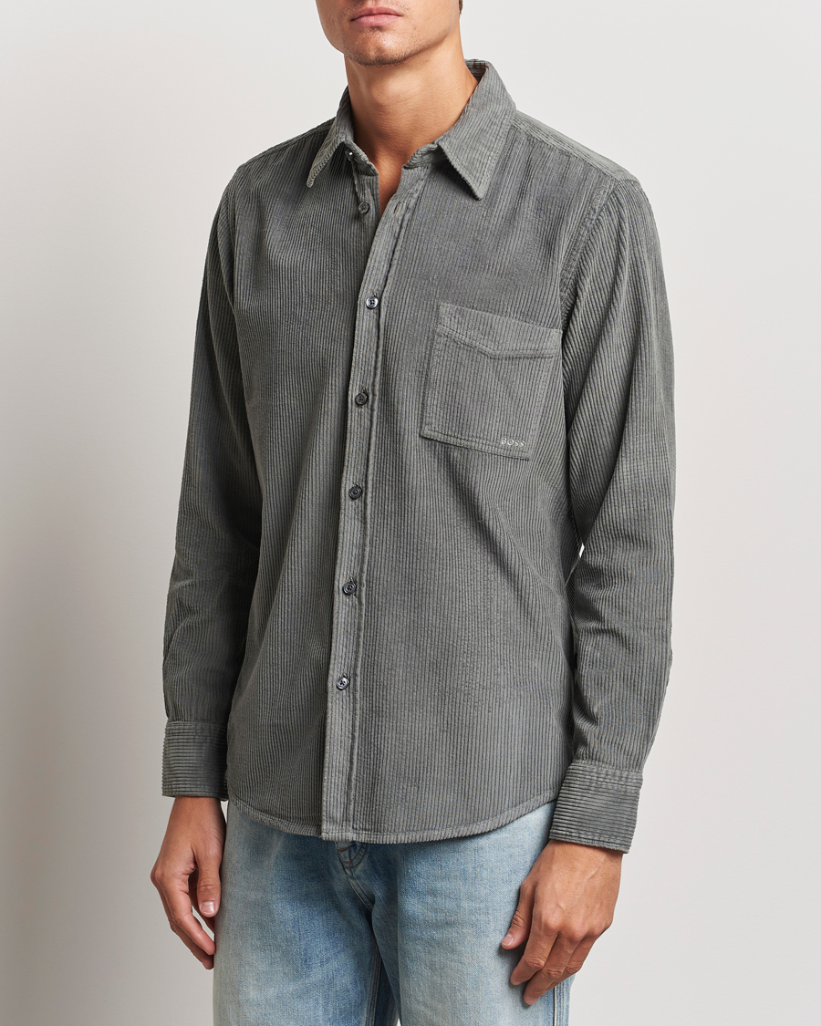 Heren | Overhemden | BOSS ORANGE | Relegant Corduroy Shirt Open Grey