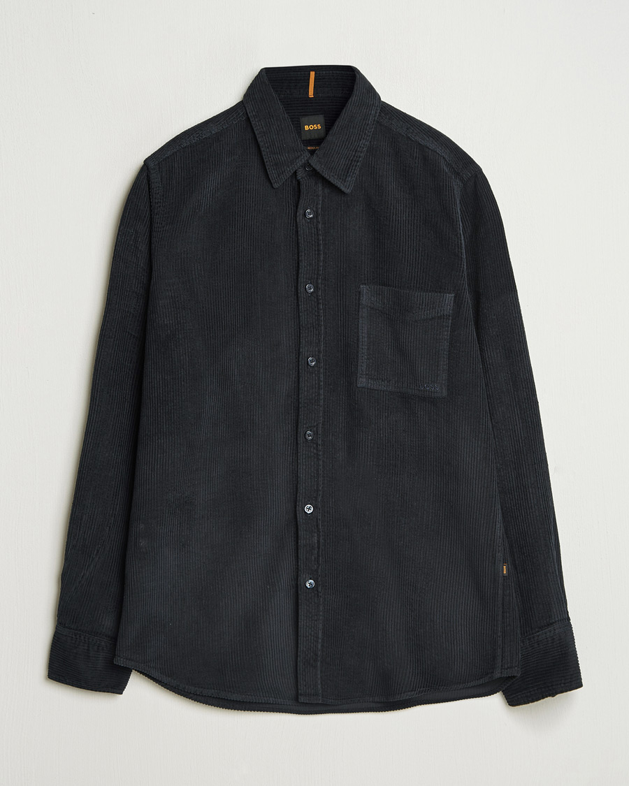 Heren | Overhemden | BOSS ORANGE | Relegant Corduroy Shirt Dark Blue