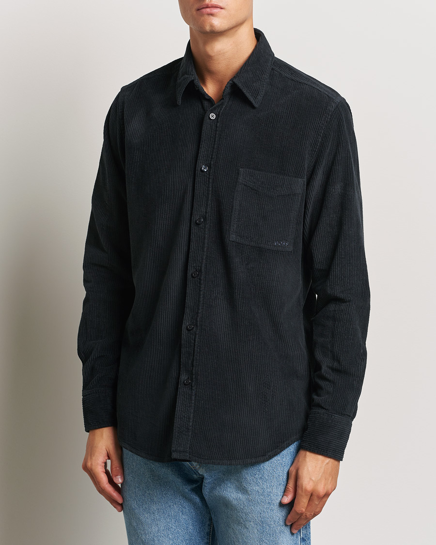 Heren | Overhemden | BOSS ORANGE | Relegant Corduroy Shirt Dark Blue