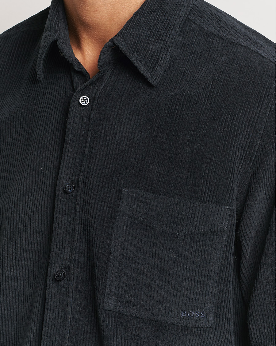 Heren | Overhemden | BOSS ORANGE | Relegant Corduroy Shirt Dark Blue
