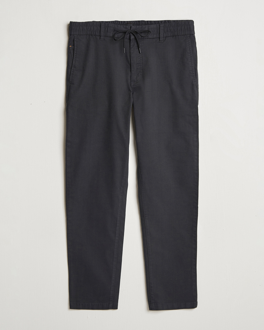 Heren | Broeken | BOSS ORANGE | Tapered Drawstring Trousers Black