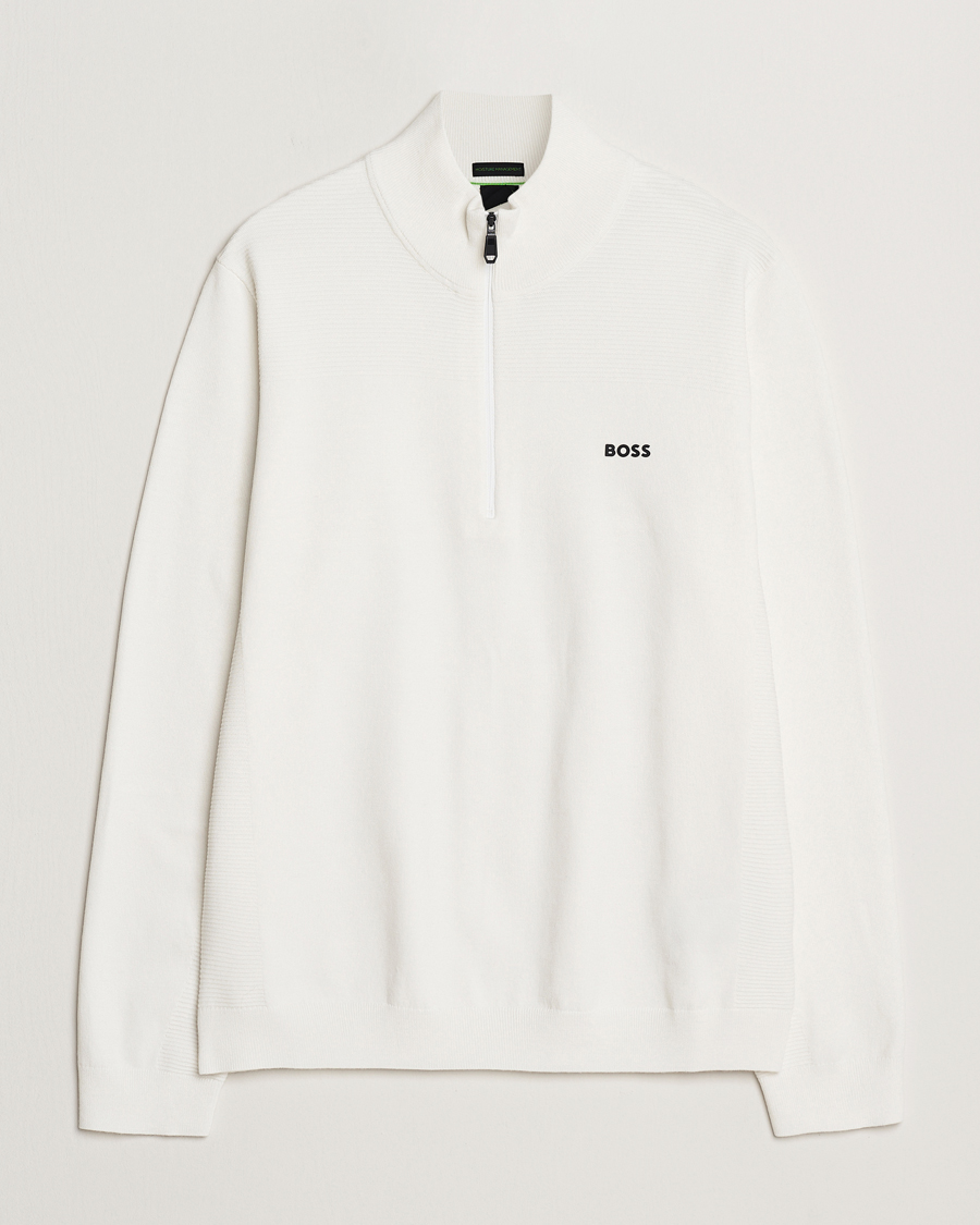 Heren | Truien | BOSS GREEN | Momentum Knitted Half Zip White
