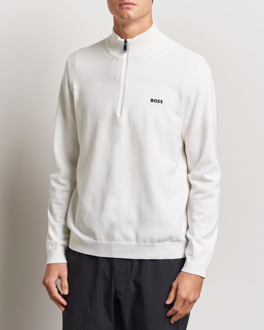 Heren | Truien | BOSS GREEN | Momentum Knitted Half Zip White