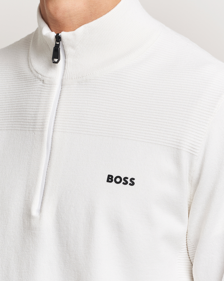 Heren | Truien | BOSS GREEN | Momentum Knitted Half Zip White