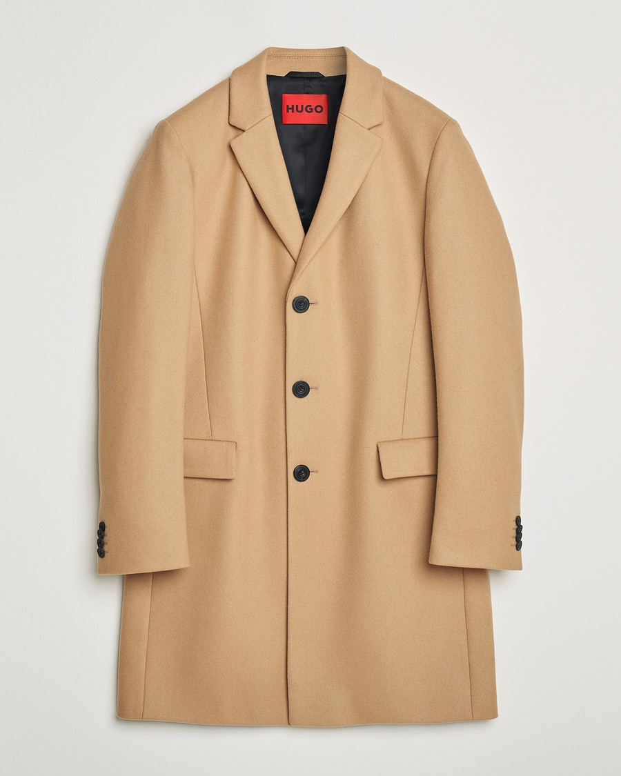 Heren | Jassen | HUGO | Migor Wool Coat Medium Beige