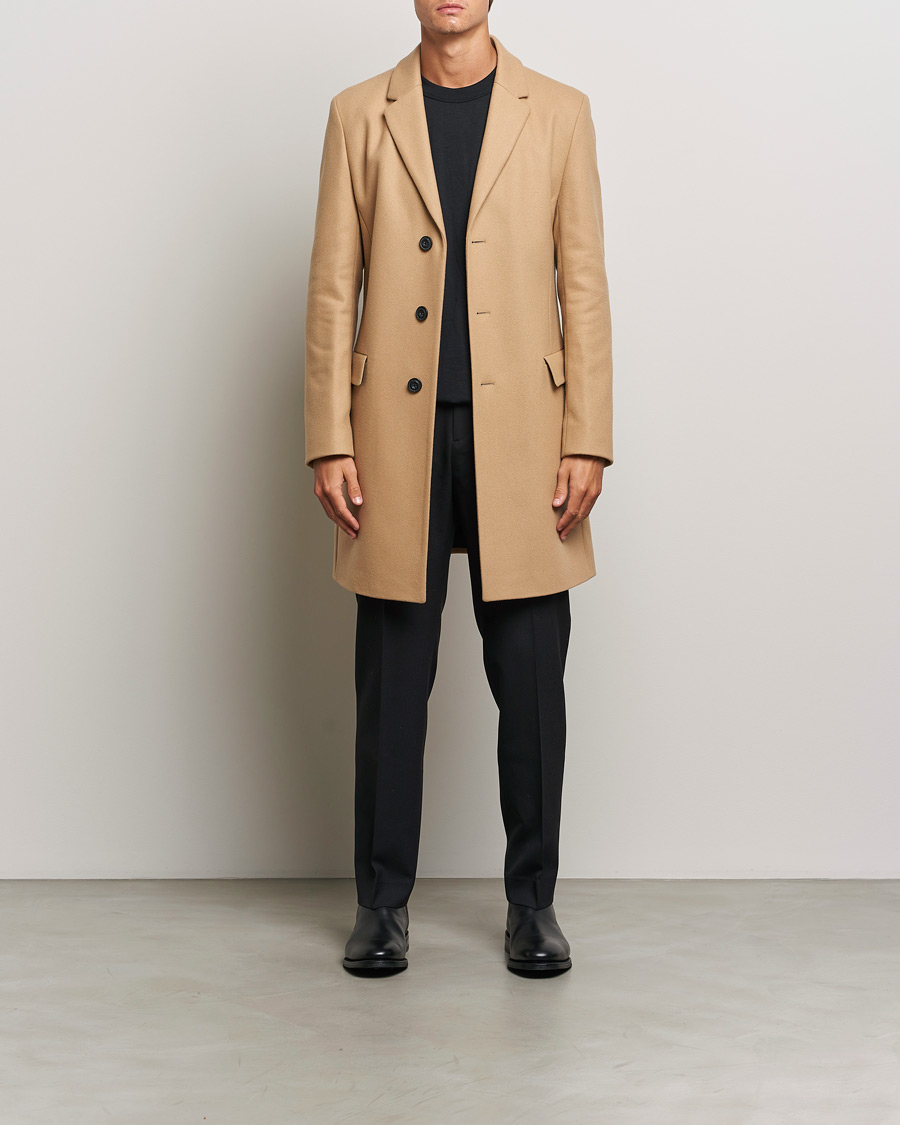 Heren | Jassen | HUGO | Migor Wool Coat Medium Beige