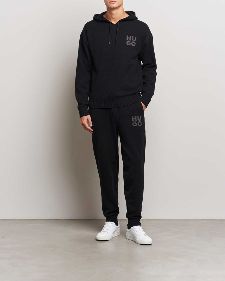 Heren | Truien | HUGO | San Henry Wool Knitted Hoodie Black