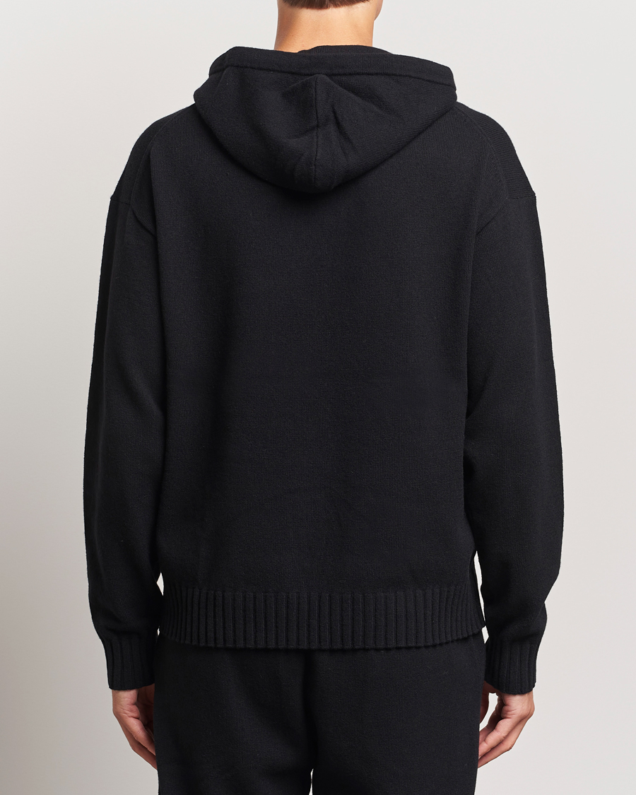 Heren | Truien | HUGO | San Henry Wool Knitted Hoodie Black
