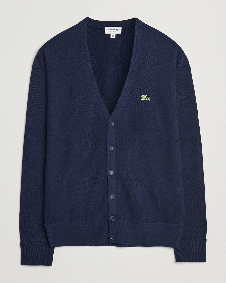 Heren | Truien | Lacoste | Carded Wool Cardigan Navy