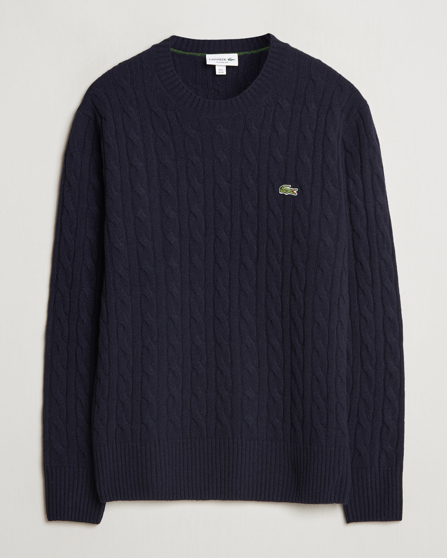 Heren | Truien | Lacoste | Carded Wool Cable Crew Neck Navy