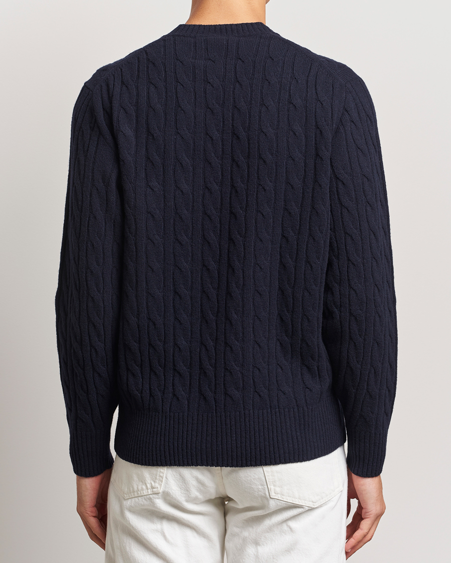 Heren | Truien | Lacoste | Carded Wool Cable Crew Neck Navy