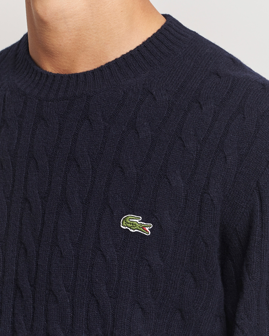 Heren | Truien | Lacoste | Carded Wool Cable Crew Neck Navy