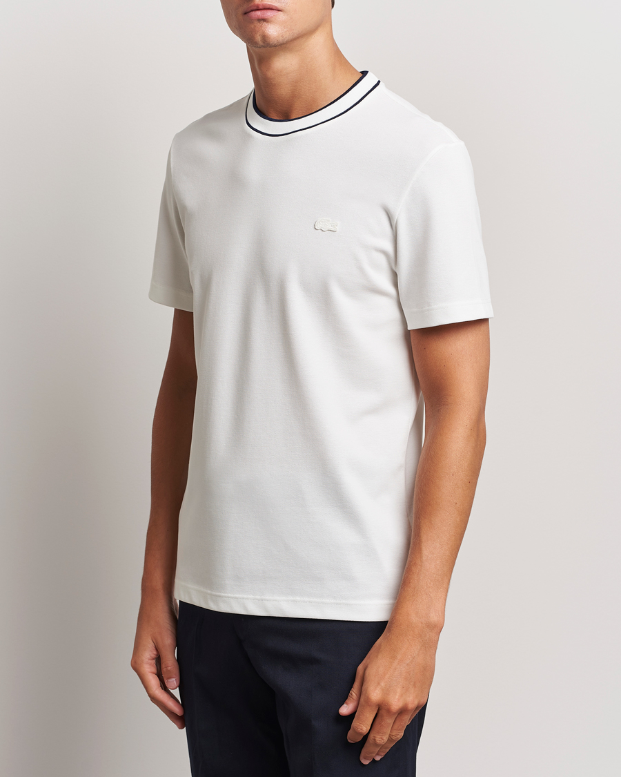 Heren | T-shirts | Lacoste | Contrast Rib Piqué T-Shirt Flour
