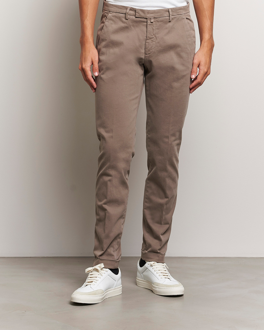 Heren | Broeken | Briglia 1949 | Slim Fit Cotton Stretch Chino Taupe