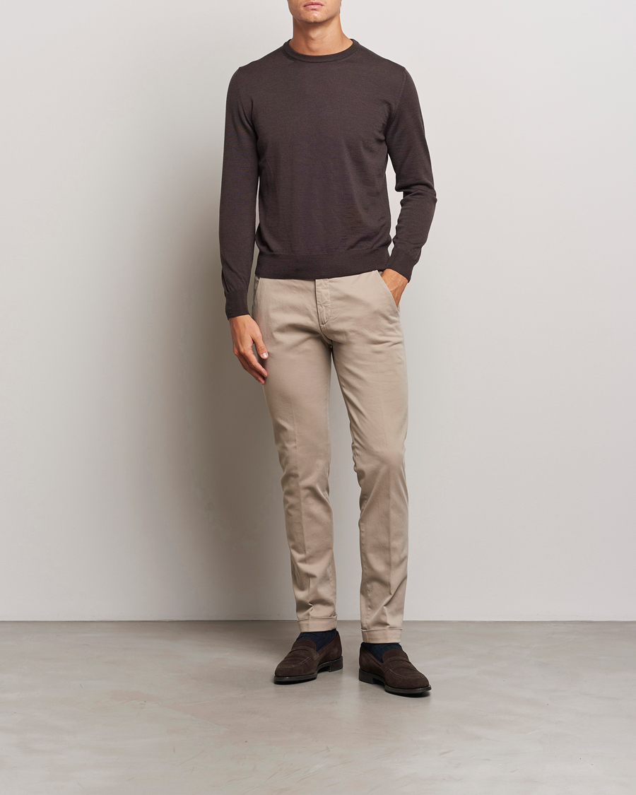 Heren | Broeken | Briglia 1949 | Slim Fit Cotton Stretch Chino Beige