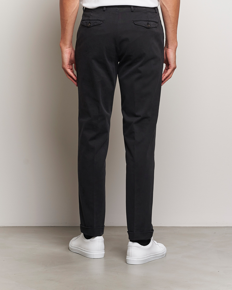 Heren | Broeken | Briglia 1949 | Easy Fit Pleated Cotton Stretch Chino Black